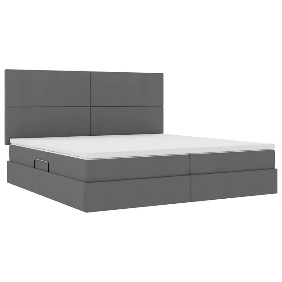Lit de rangement LED avec matelas Gris foncé 200 x 200 cm Tissu - 6