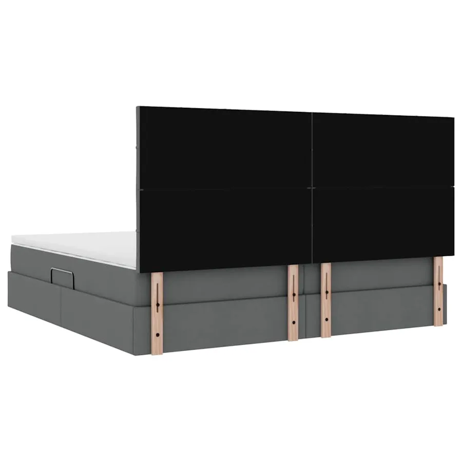 Lit de rangement LED avec matelas Gris foncé 200 x 200 cm Tissu - 12