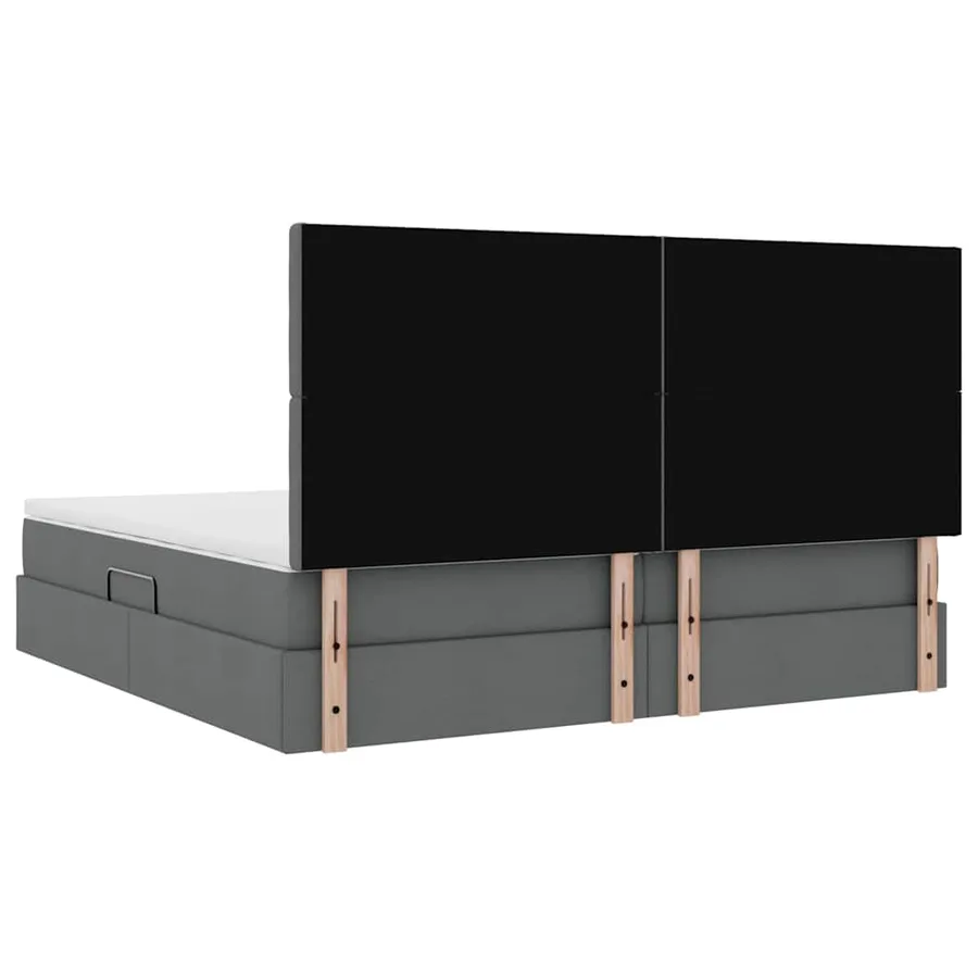 Lit avec rangement et matelas Gris foncé 200 x 200 cm tissu - 11