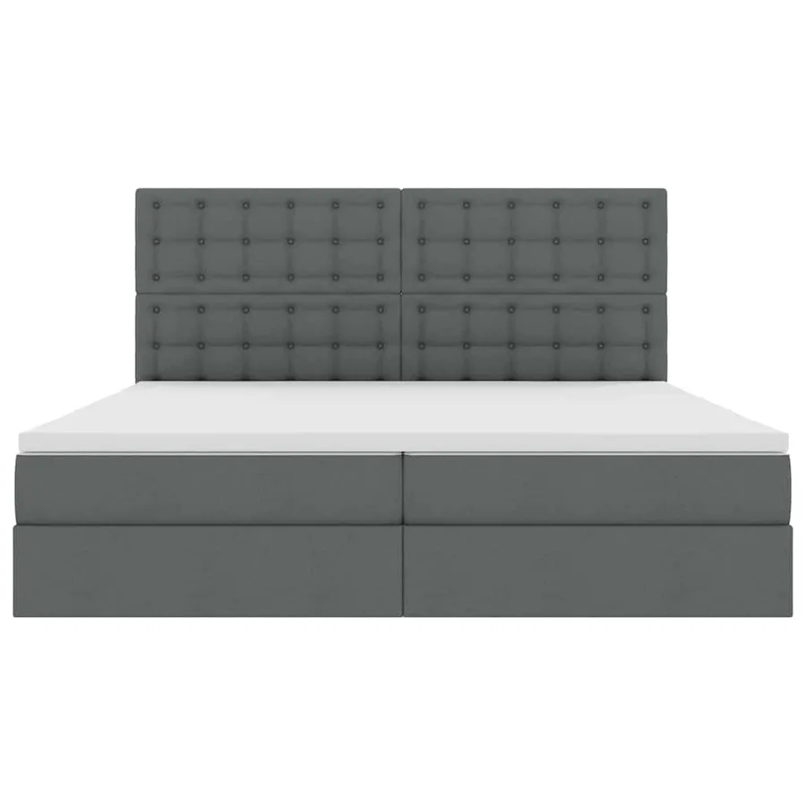 Lit avec rangement et matelas Gris foncé 200 x 200 cm tissu - 7