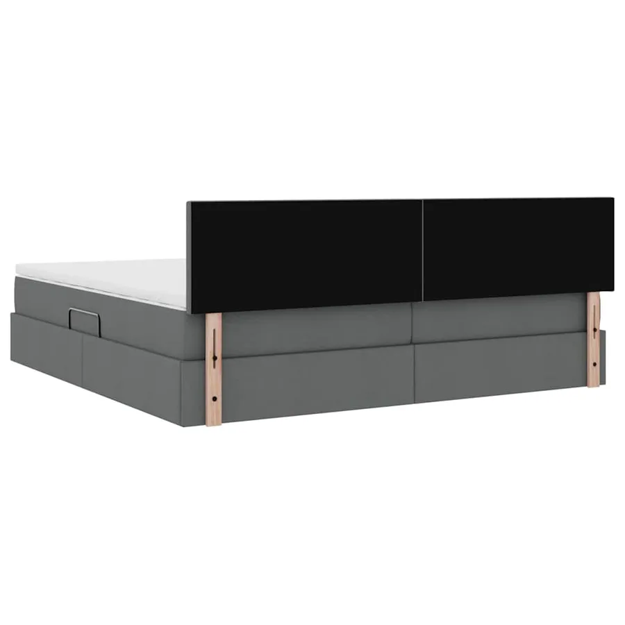 Lit avec rangement et matelas Gris foncé 200 x 200 cm - 10