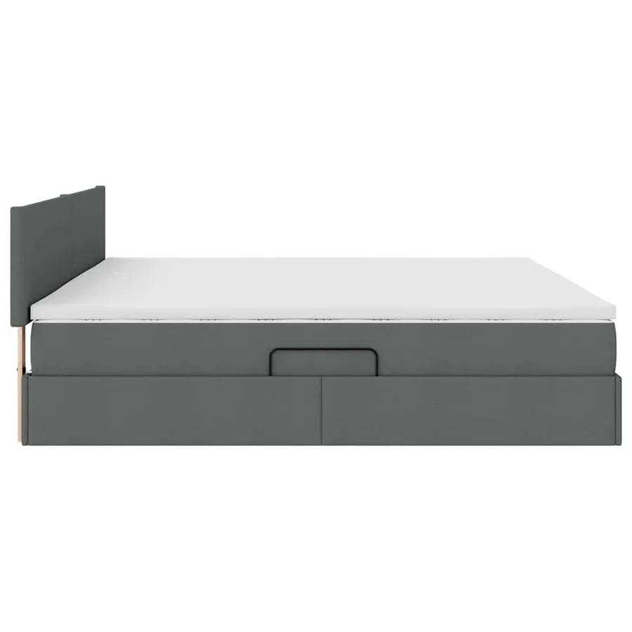Lit avec rangement et matelas Gris foncé 200 x 200 cm - 9