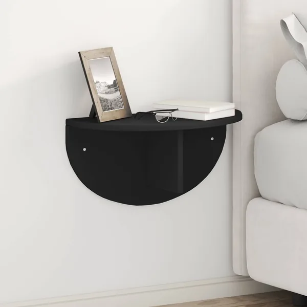 Étagère Murale 2 pcs Noir 48 x 24 x 24 cm Bois d'ingénierie