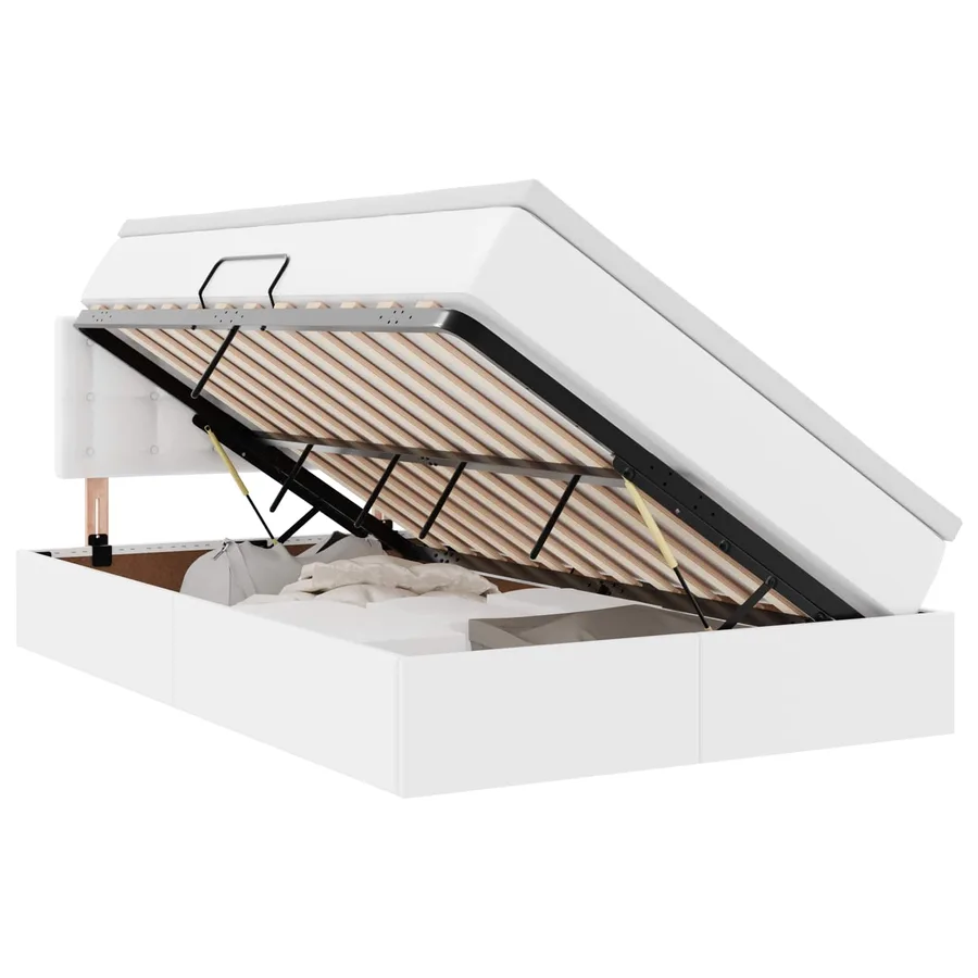 Lit avec rangement et matelas Blanc pur 120 x 200 cm - 2