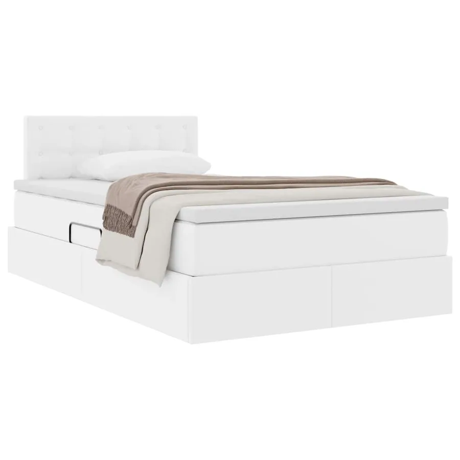 Lit avec rangement et matelas Blanc pur 120 x 200 cm - 3