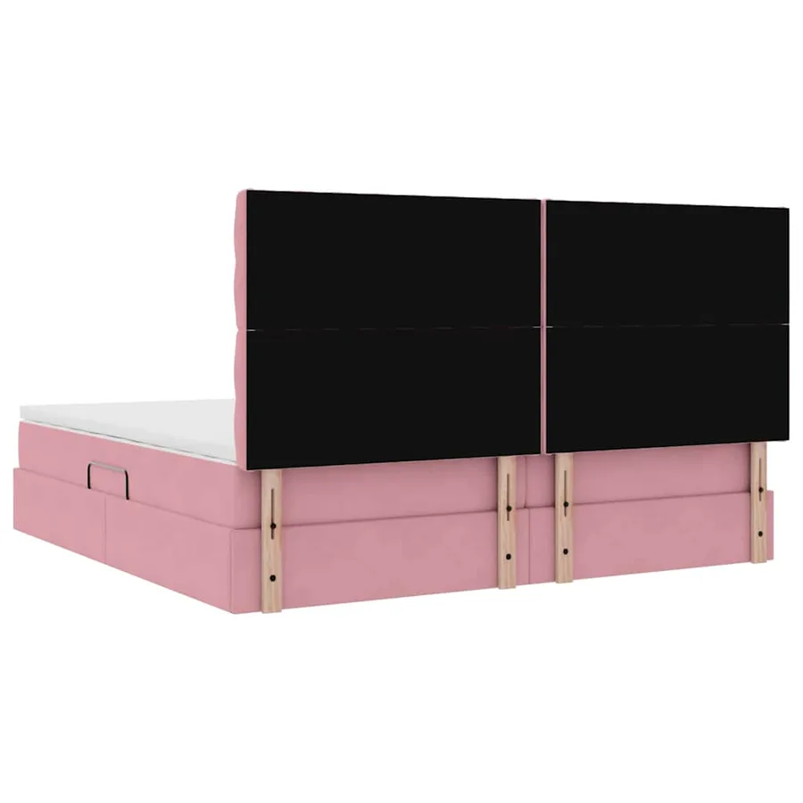 Lit avec rangement et matelas Rose 200 x 200 cm Velours - 11