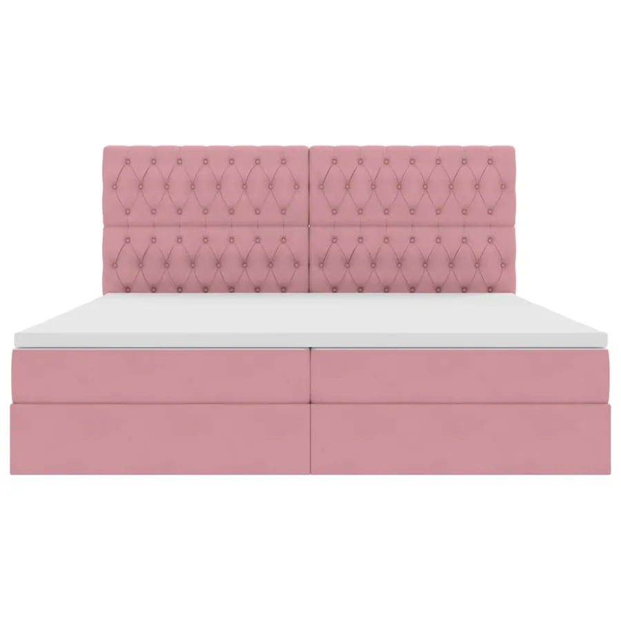 Lit avec rangement et matelas Rose 200 x 200 cm Velours - 7
