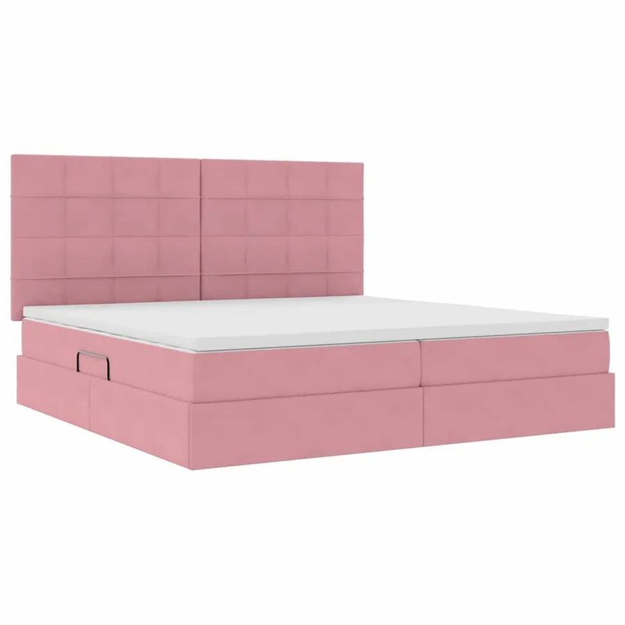 Lit de rangement LED avec matelas Rose 200 x 200 cm Velours - 6