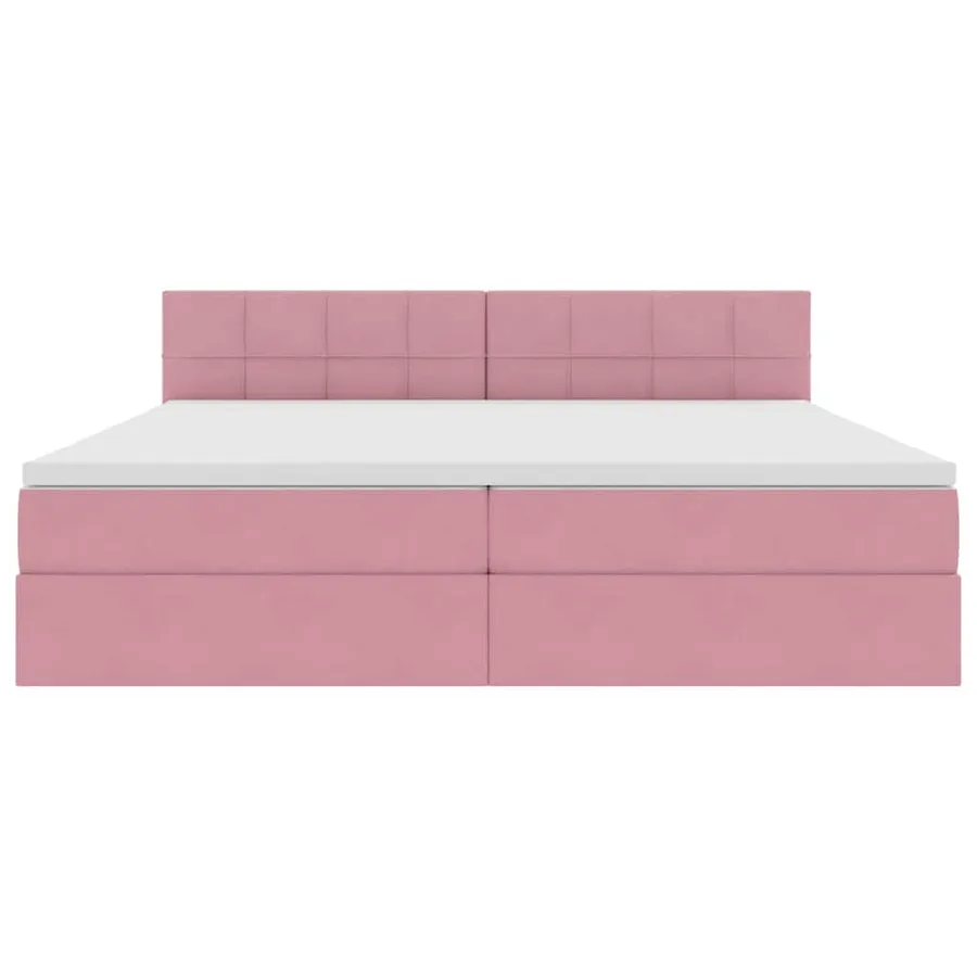 Lit de Rangement avec matelas Rose 200 x 200 cm Velours - 6