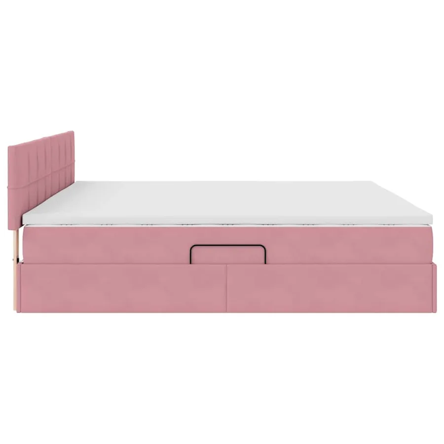 Lit de Rangement avec matelas Rose 200 x 200 cm Velours - 9