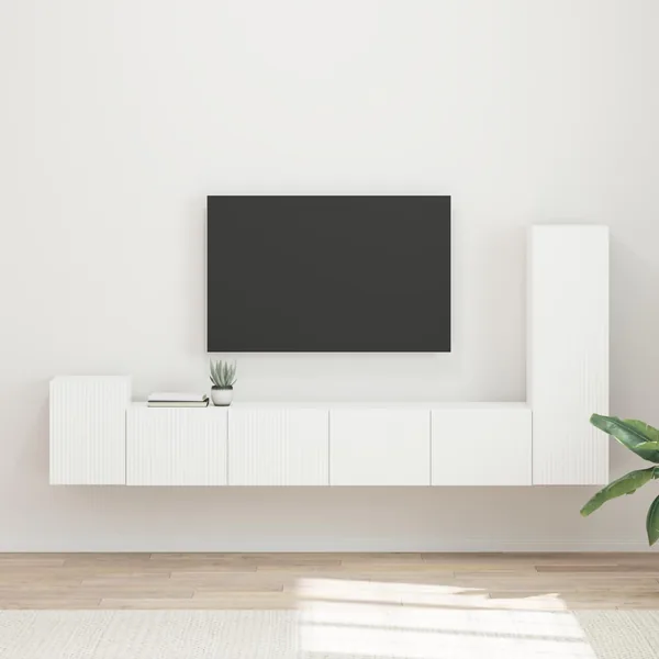 Ensemble meuble TV Montage mural 3 pcs Blanc Bois d'ingénierie