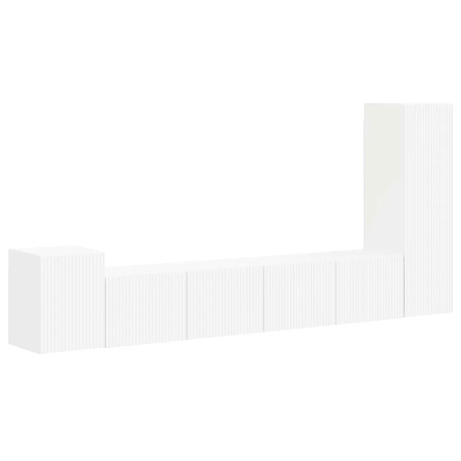 Ensemble meuble TV Montage mural 3 pcs Blanc Bois d'ingénierie - 2