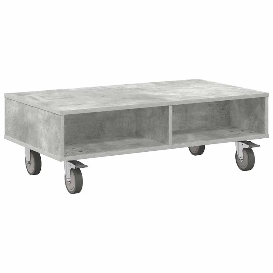 Table d'appoint avec roues Gris béton 90 x 50 x 30 cm - 2