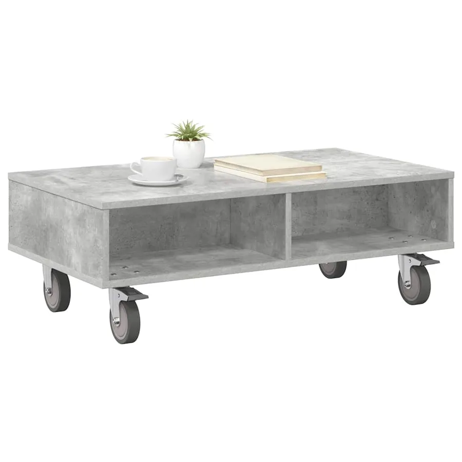 Table d'appoint avec roues Gris béton 90 x 50 x 30 cm - 3