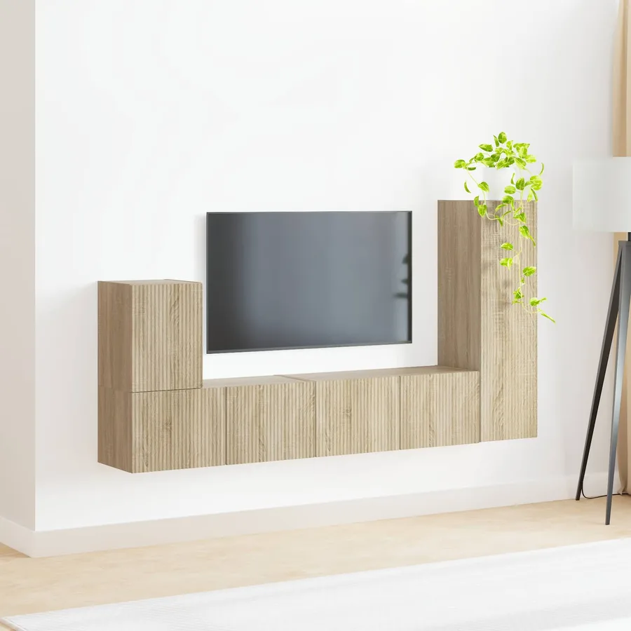 Ensemble meuble TV 3 pcs Chêne Sonoma Bois d'ingénierie - 4
