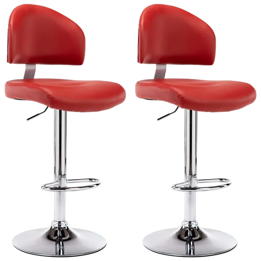 Tabourets de bar lot de 2 rouge bordeaux similicuir - 2