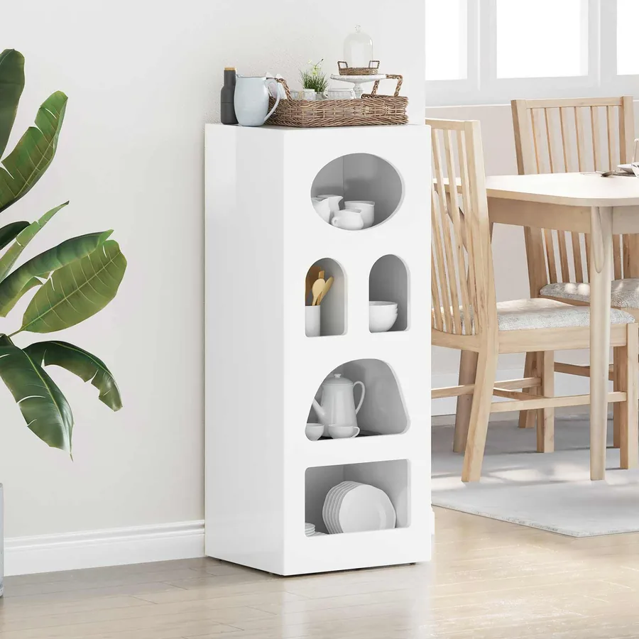 Buffet ELST Blanc brillant 40 x 35 x 100,5 cm Bois d'ingénierie