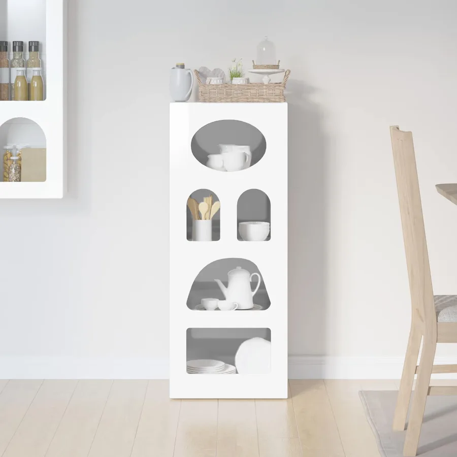 Buffet ELST Blanc brillant 40 x 35 x 100,5 cm Bois d'ingénierie - 4
