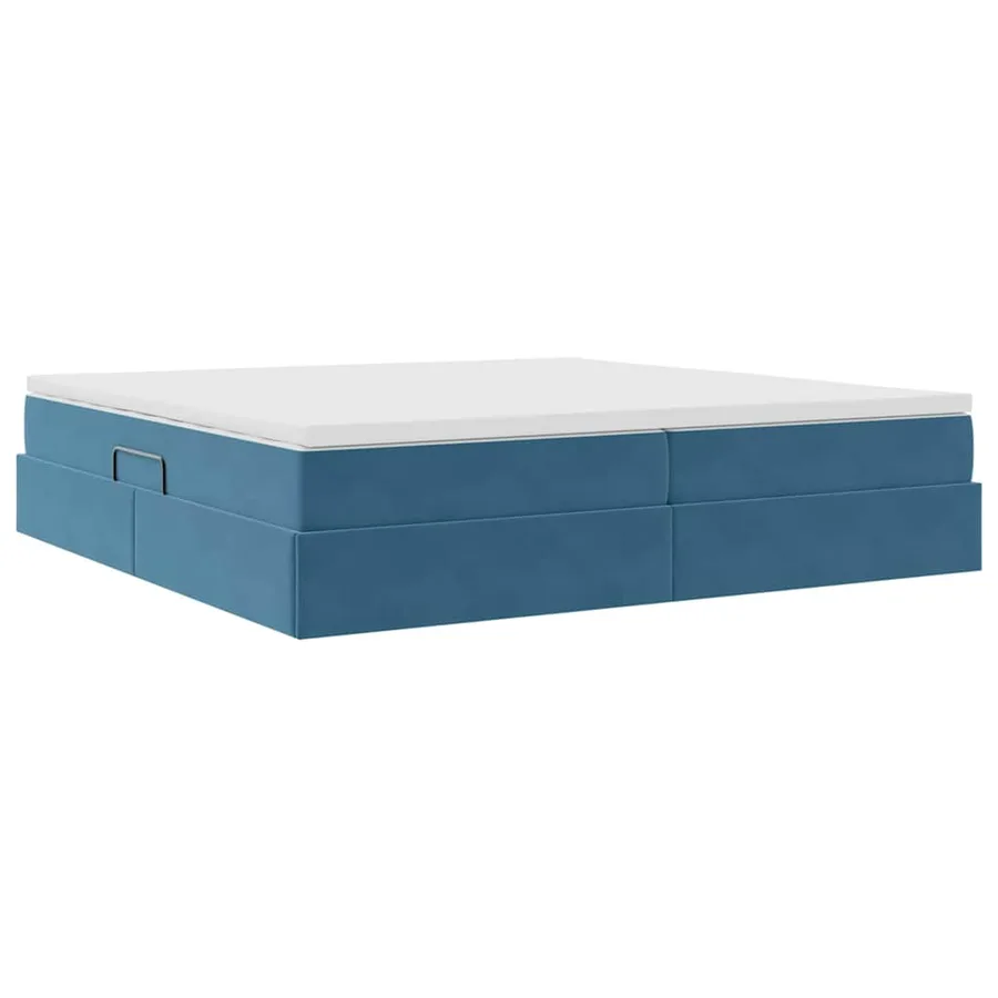 Lit avec rangement et matelas Bleu foncé 200 x 200 cm Velours - 5