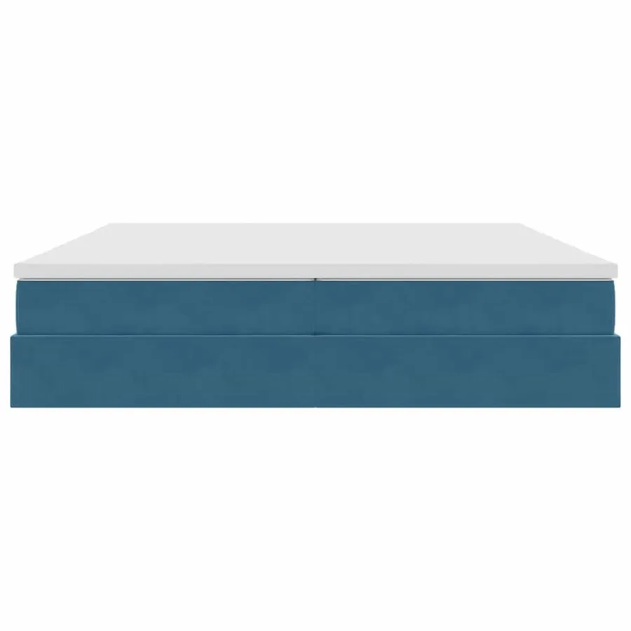 Lit avec rangement et matelas Bleu foncé 200 x 200 cm Velours - 6