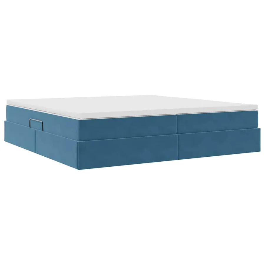 Lit avec rangement et matelas Bleu foncé 200 x 200 cm Velours - 9