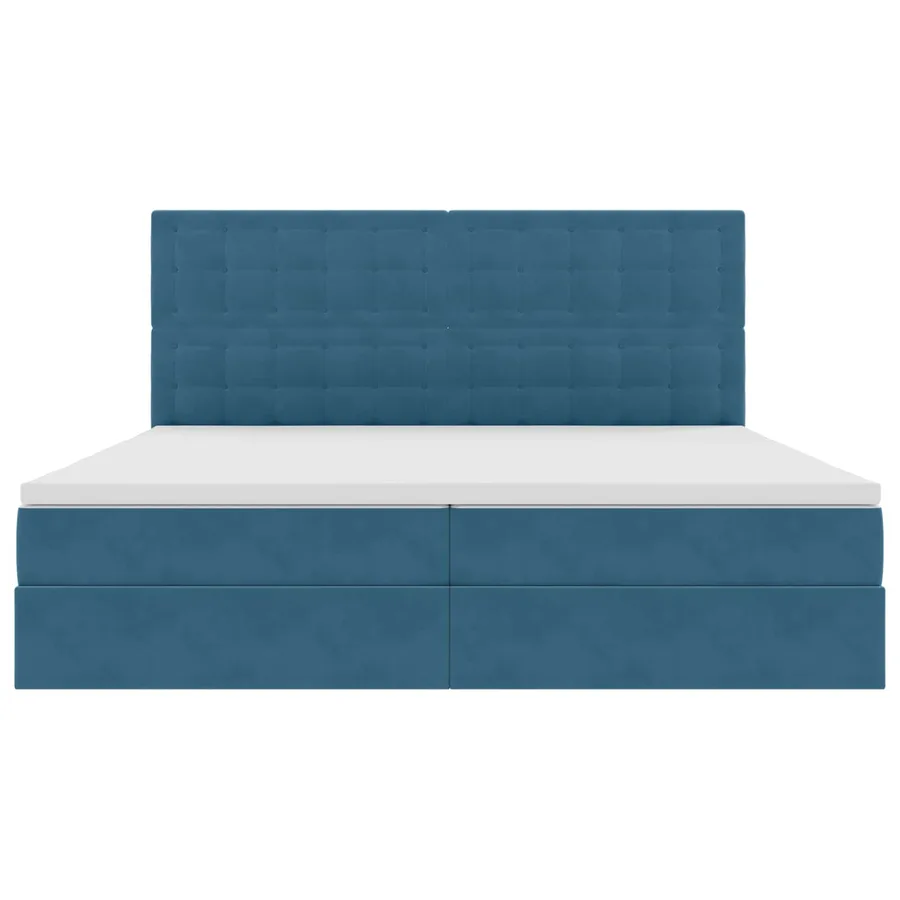 Lit avec rangement et matelas Bleu foncé 200 x 200 cm Velours - 7