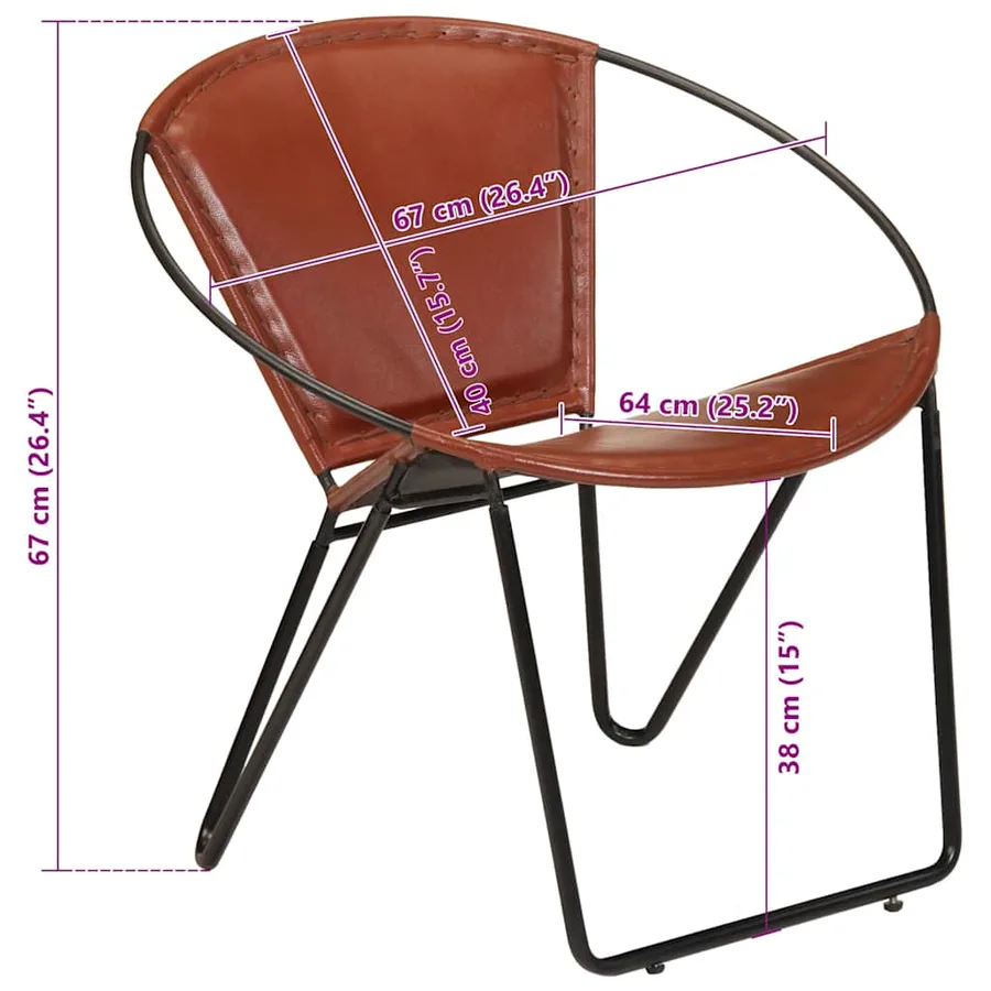 Chaise marron cuir véritable - 9