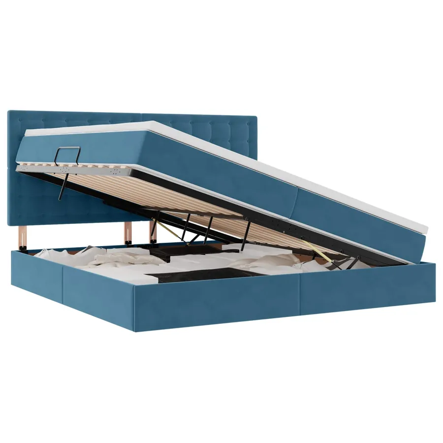 Lit de rangement LED avec matelas Bleu foncé 200 x 200 cm - 2