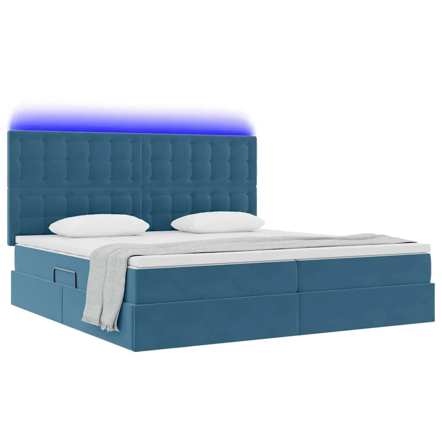 Lit de rangement LED avec matelas Bleu foncé 200 x 200 cm - 3