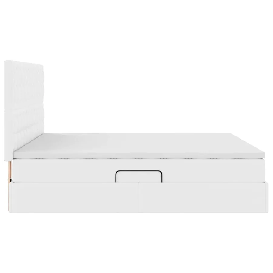 Lit avec rangement et LED Blanc pur 200 x 200 cm Simili cuir - 12