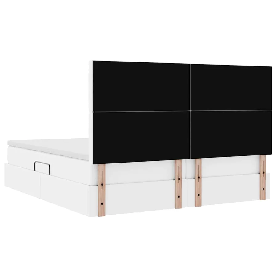 Lit avec rangement et LED Blanc pur 200 x 200 cm Simili cuir - 13