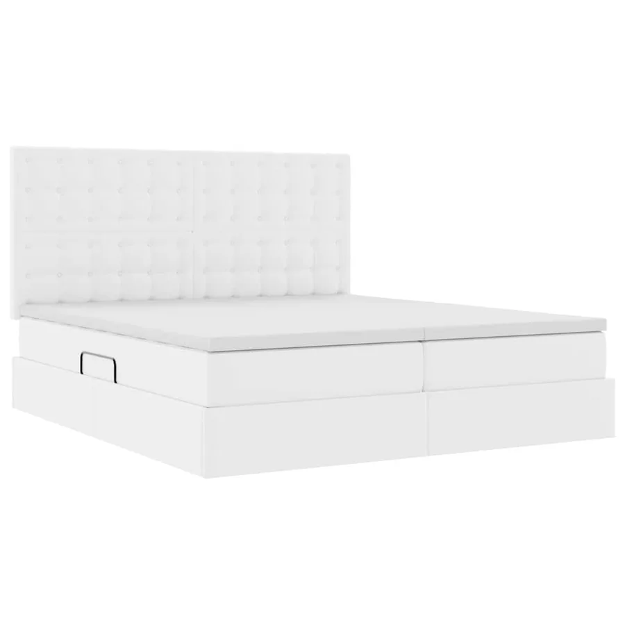 Lit avec rangement et matelas Blanc pur 200 x 200 cm - 4