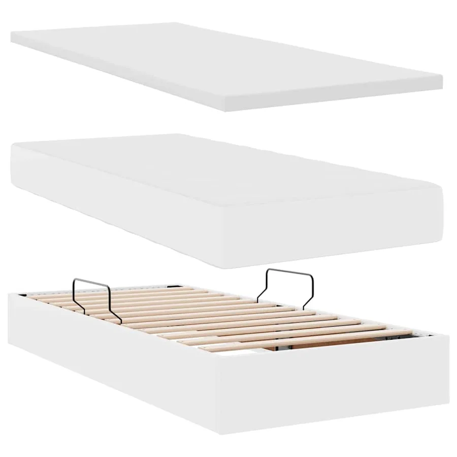 Lit avec rangement et matelas Blanc pur 200 x 200 cm - 7
