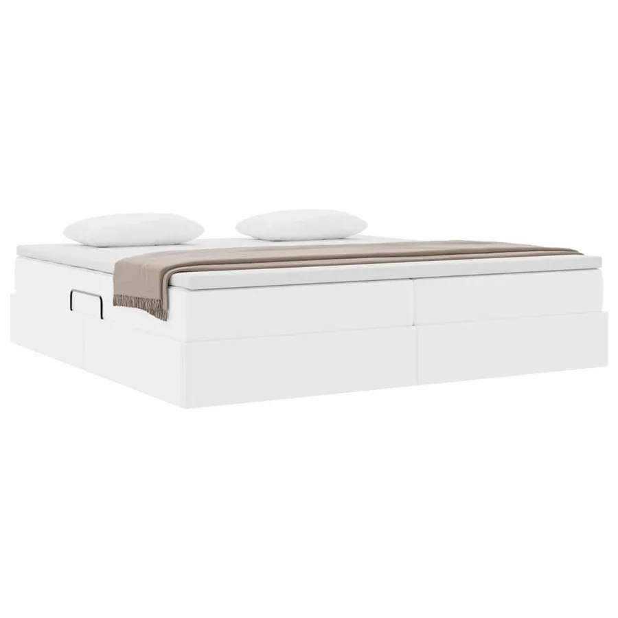 Lit avec rangement et matelas Blanc 200 x 200 cm Simili cuir - 3