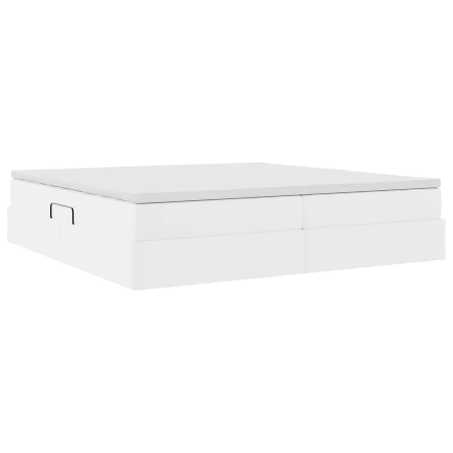 Lit avec rangement et matelas Blanc 200 x 200 cm Simili cuir - 9