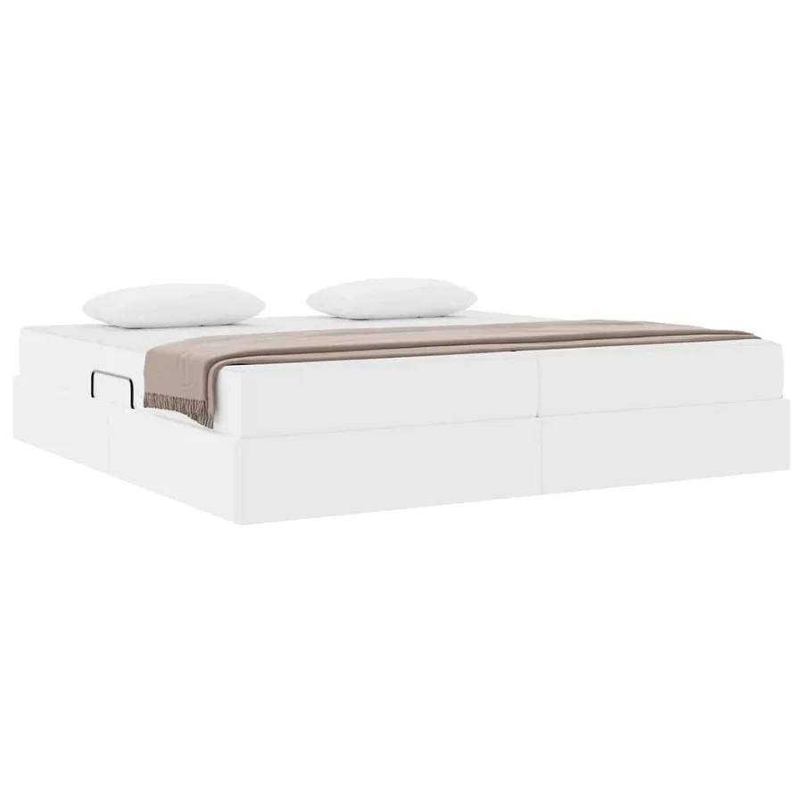 Lit avec rangement et matelas avec matelas 2 pcs Blanc Cuir - 3