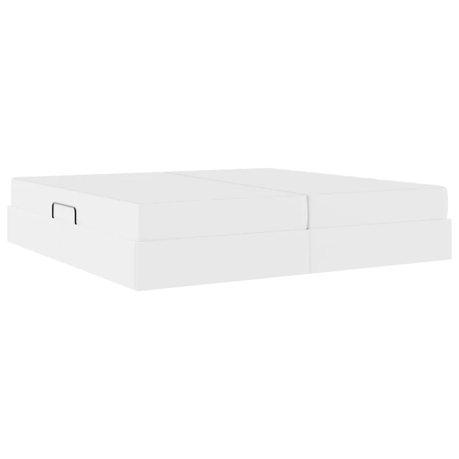 Lit avec rangement et matelas avec matelas 2 pcs Blanc Cuir - 5