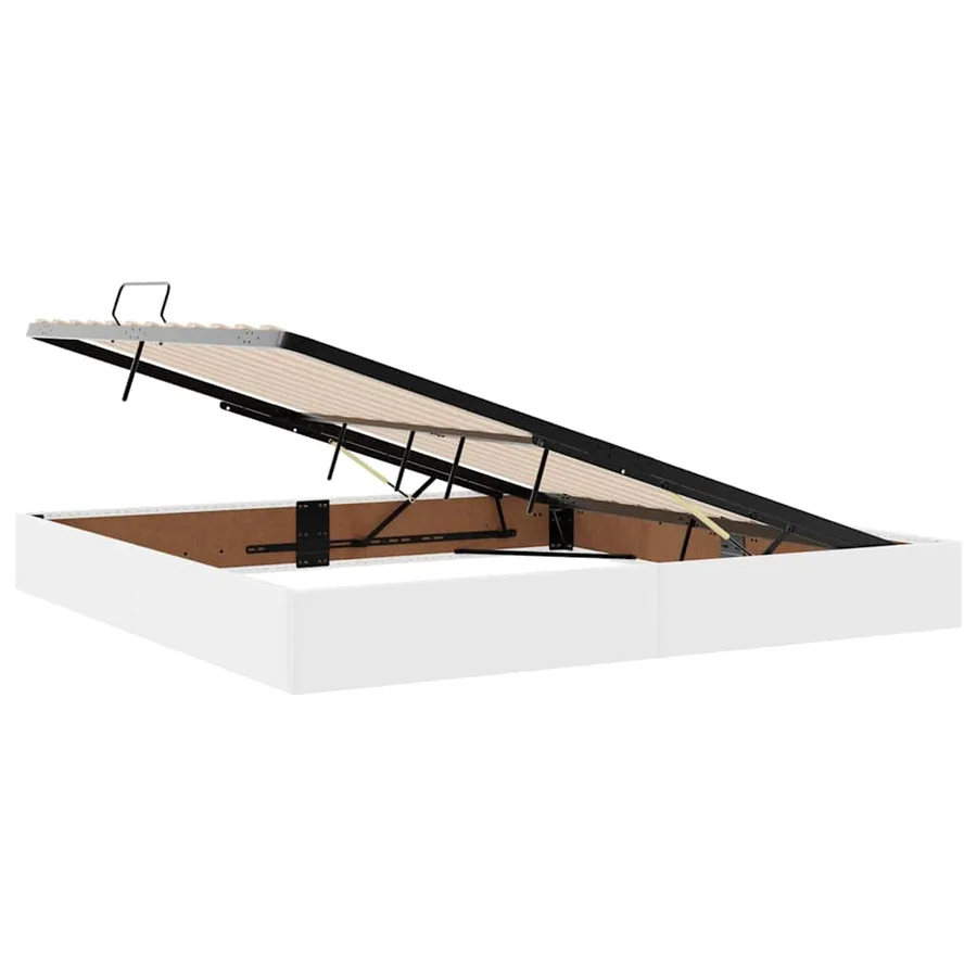 Lit avec rangement et matelas avec matelas 2 pcs Blanc Cuir - 6
