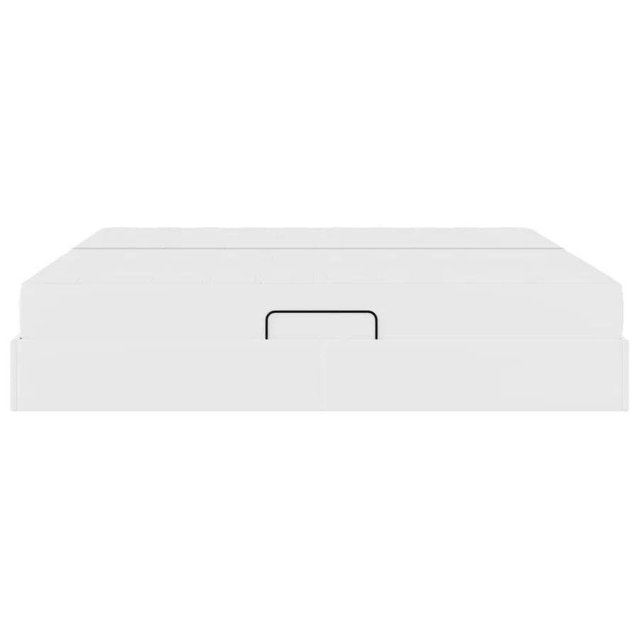 Lit avec rangement et matelas avec matelas 2 pcs Blanc Cuir - 9