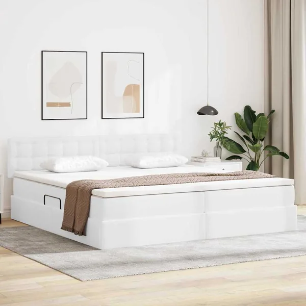 Lit avec rangement et LED avec matelas Gris clair 200 x 200 cm
