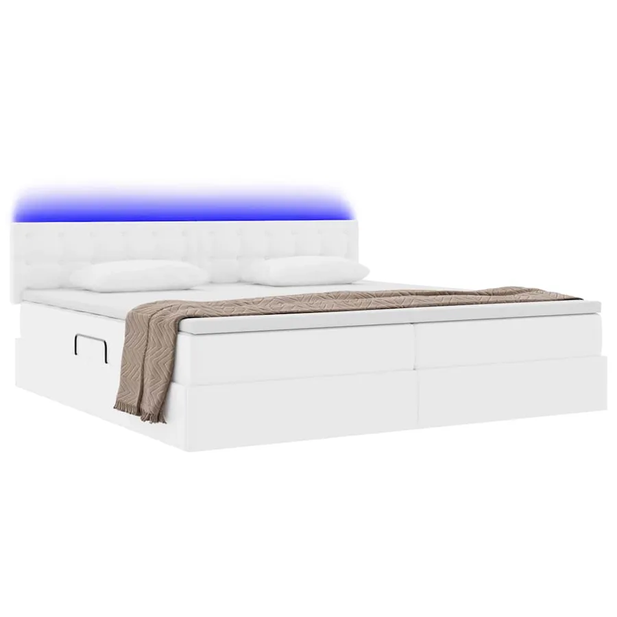 Lit avec rangement et LED avec matelas Gris clair 200 x 200 cm - 3