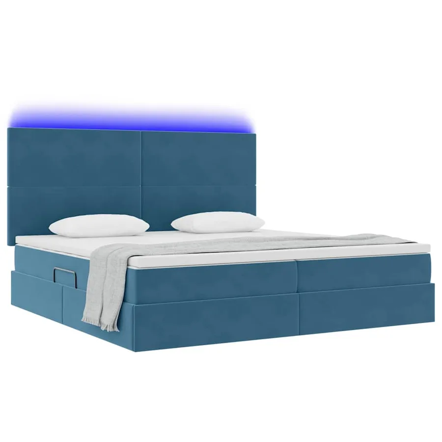 Lit de rangement LED avec matelas Bleu foncé 200 x 200 cm - 3