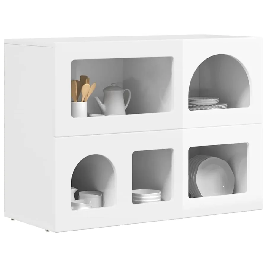 Buffet ELST Blanc brillant 80,5 x 35 x 59 cm Bois d'ingénierie - 3