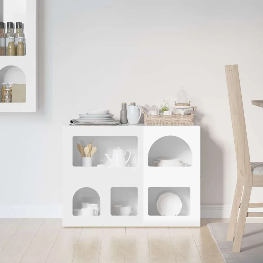 Buffet ELST Blanc brillant 80,5 x 35 x 59 cm Bois d'ingénierie - 4
