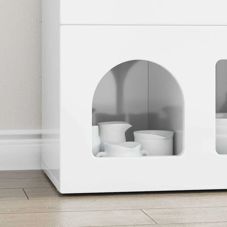 Buffet ELST Blanc brillant 80,5 x 35 x 59 cm Bois d'ingénierie - 5