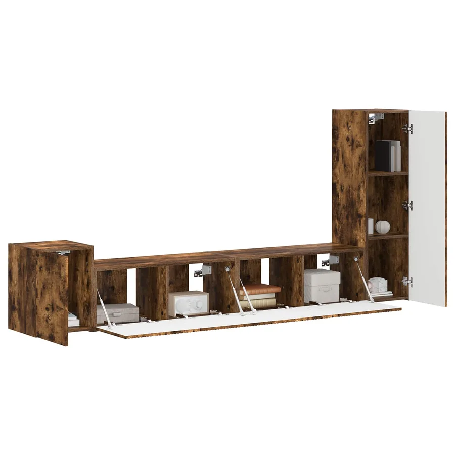 Ensemble meuble TV 3 pcs Chêne fumé Bois d'ingénierie - 3