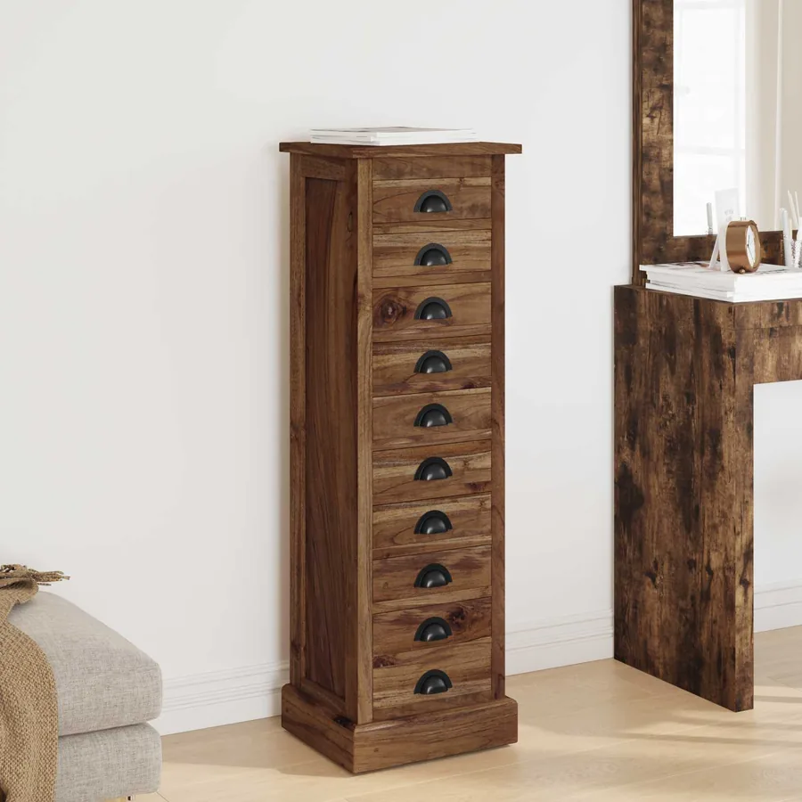 Commode Naturel 35 x 30 x 110 cm Bois de teck massif