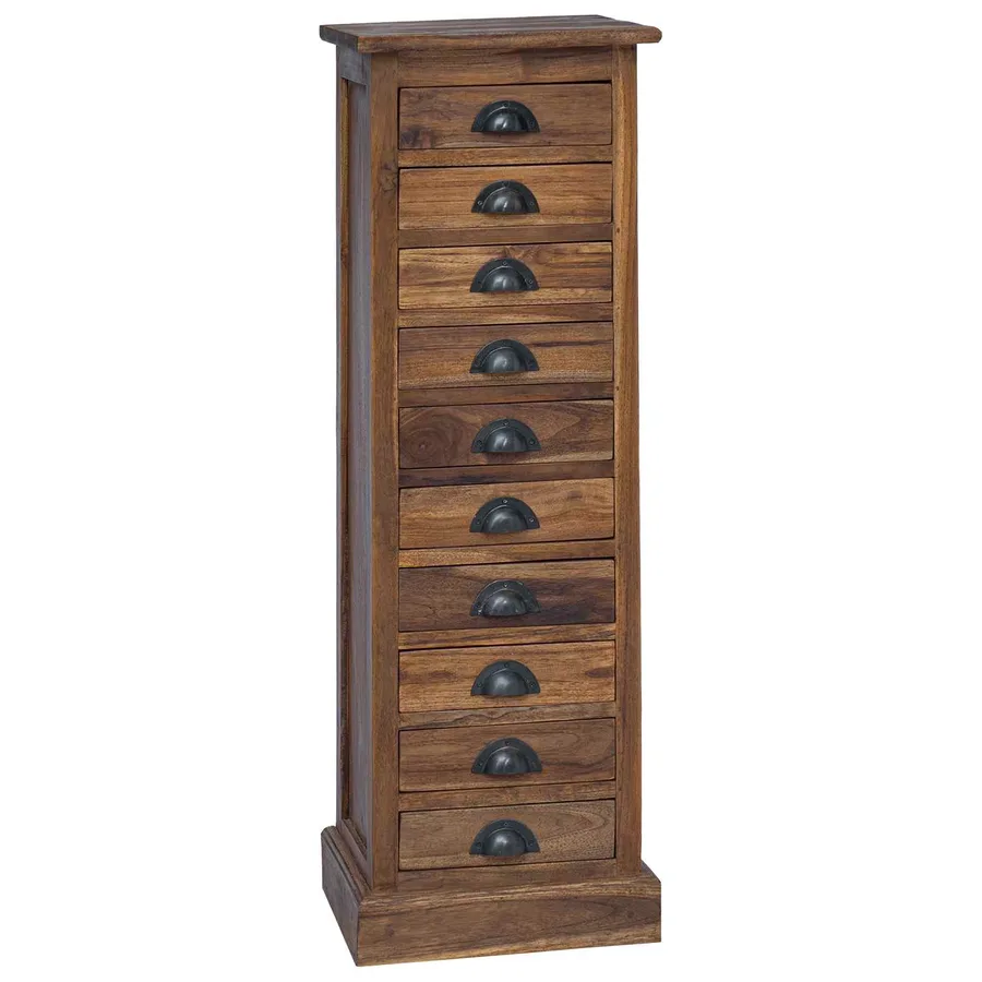 Commode Naturel 35 x 30 x 110 cm Bois de teck massif - 2