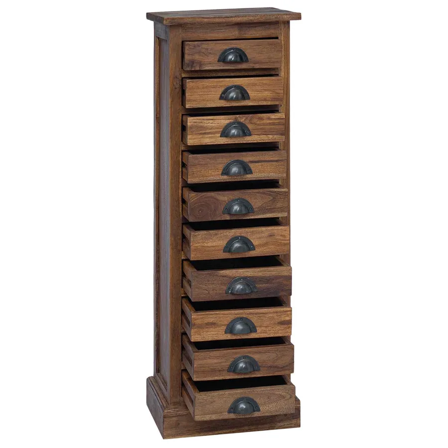 Commode Naturel 35 x 30 x 110 cm Bois de teck massif - 5