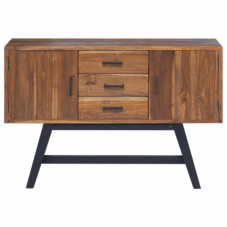 Meuble TV Naturel 110 x 30 x 75 cm Bois de teck massif - 6